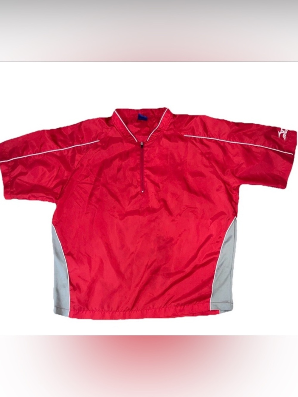 Mizuno Red Quarter Zip Windbreaker Jacket Large